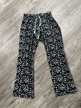 Calvin Klein Black Sweatpants with White Heart Print - Coquette style